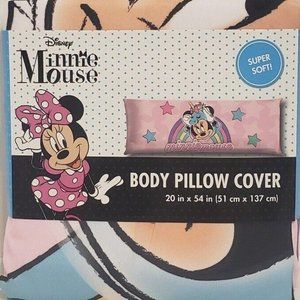 Disney Minnie Mouse Body Pillow Cover 20"x54" Polyester Pink Rainbow Unicorn New